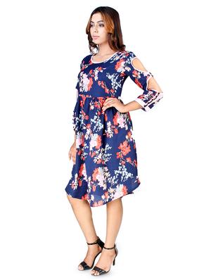 cut out sleeved floral a-line dress - 16708922 - Standard Image - 2