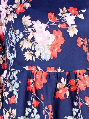 cut out sleeved floral a-line dress - 16708922 - Standard Image - 5