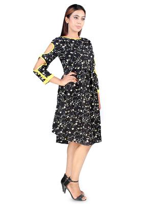 cut out sleeved floral a-line dress - 16708923 - Standard Image - 2