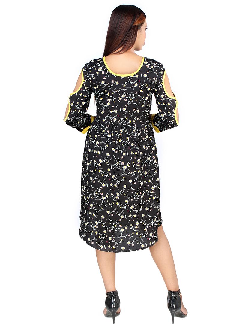 cut out sleeved floral a-line dress - 16708923 - Zoom Image - 3