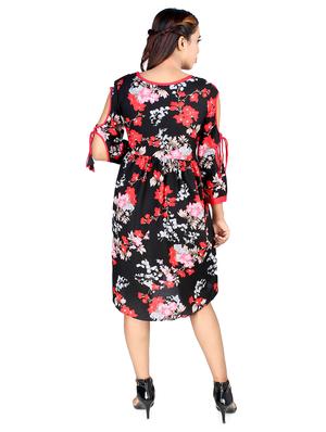 cut out sleeved floral a-line dress - 16708924 - Standard Image - 3