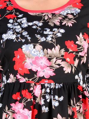 cut out sleeved floral a-line dress - 16708924 - Standard Image - 5
