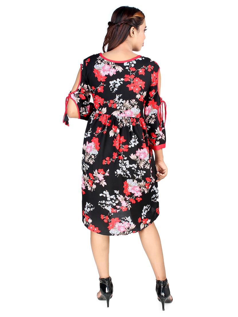 cut out sleeved floral a-line dress - 16708924 - Zoom Image - 3