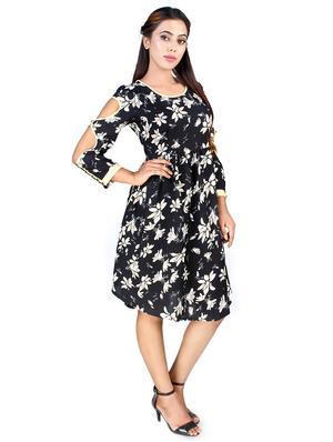 cut out sleeved floral a-line dress - 16708925 - Standard Image - 2