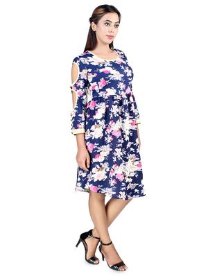 cut out sleeved floral a-line dress - 16708926 - Standard Image - 2