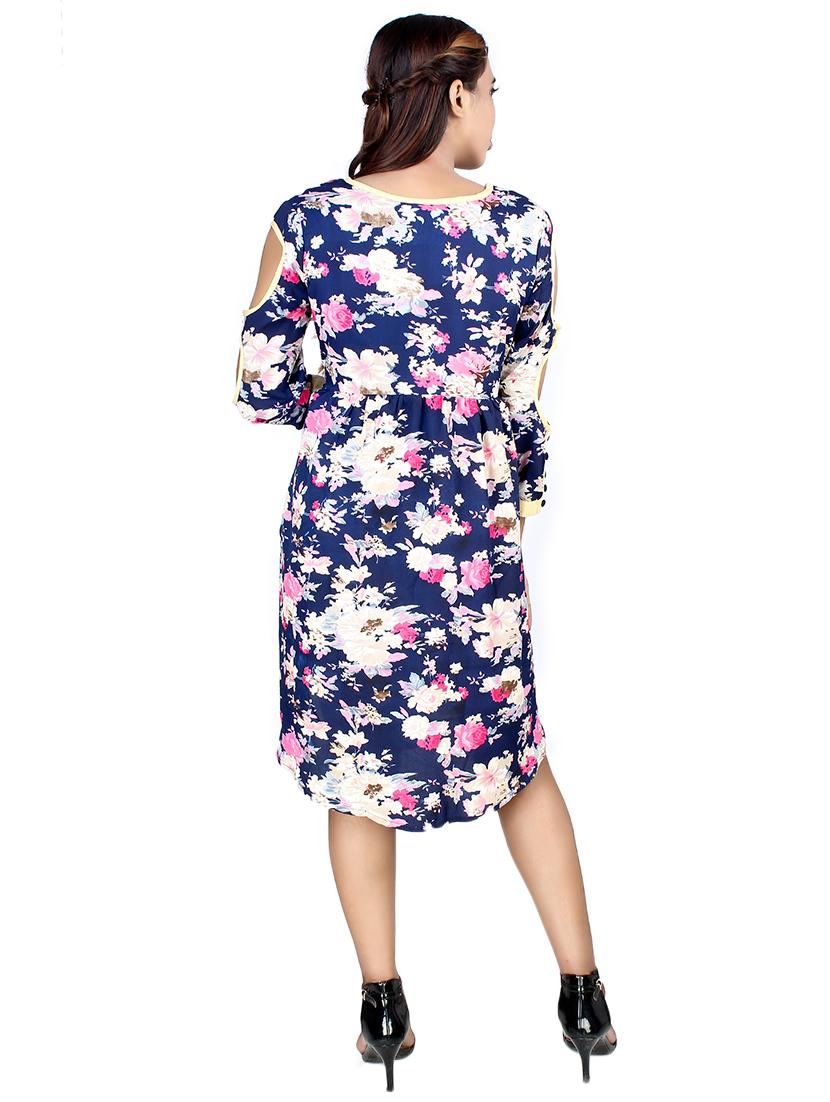 cut out sleeved floral a-line dress - 16708926 - Zoom Image - 3