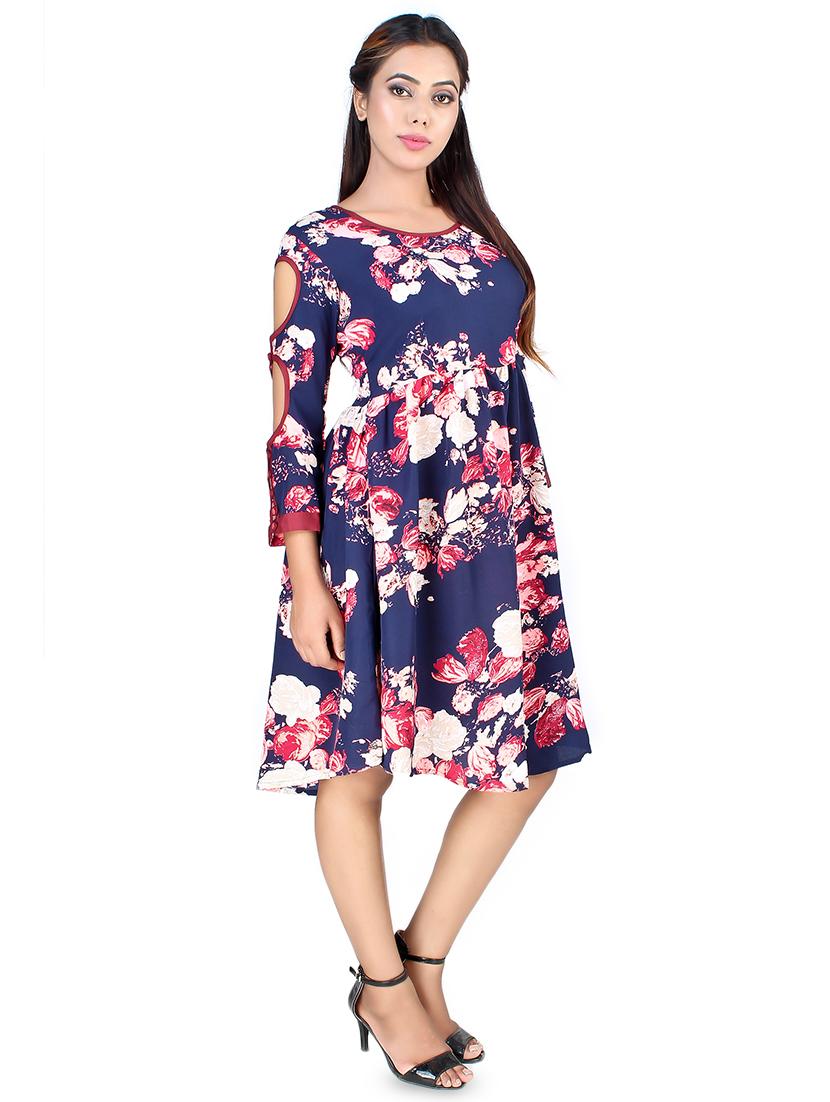 cut out sleeved floral a-line dress - 16708927 - Zoom Image - 2