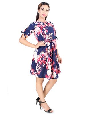 tie knot sleeved floral a-line dress - 16708929 - Standard Image - 2
