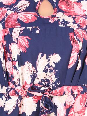 tie knot sleeved floral a-line dress - 16708929 - Standard Image - 4