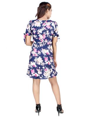 tie knot sleeved floral a-line dress - 16708930 - Standard Image - 3