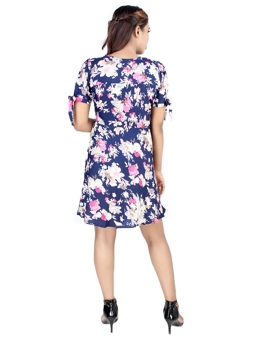 tie knot sleeved floral a-line dress - 16708930 - Zoom Image - 3