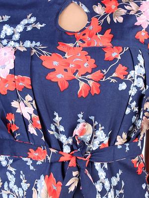 tie knot sleeved floral a-line dress - 16708931 - Standard Image - 4