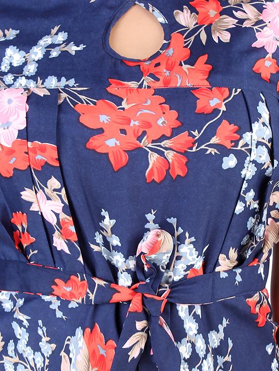 tie knot sleeved floral a-line dress - 16708931 - Zoom Image - 4