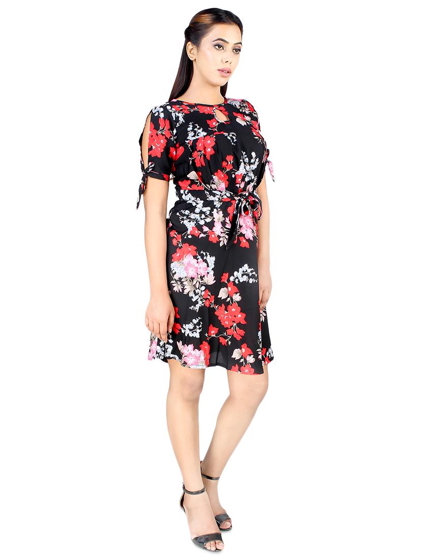 keyhole neck floral a-line dress - 16708932 - Zoom Image - 2