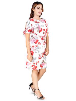tie knot sleeved floral a-line dress - 16708933 - Standard Image - 2