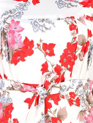 tie knot sleeved floral a-line dress - 16708933 - Standard Image - 4