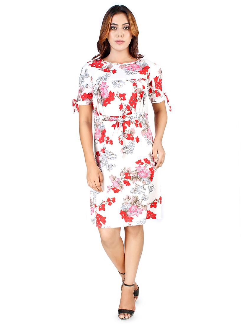 tie knot sleeved floral a-line dress - 16708933 - Zoom Image - 1