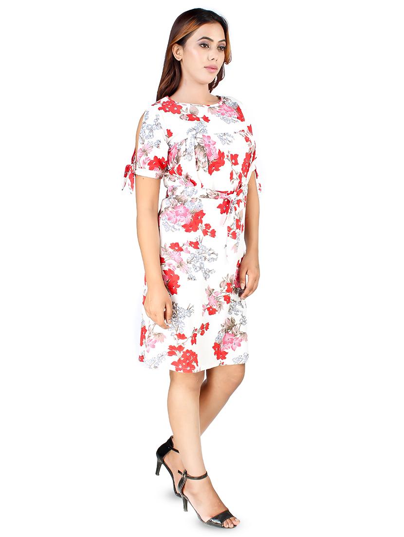 tie knot sleeved floral a-line dress - 16708933 - Zoom Image - 2