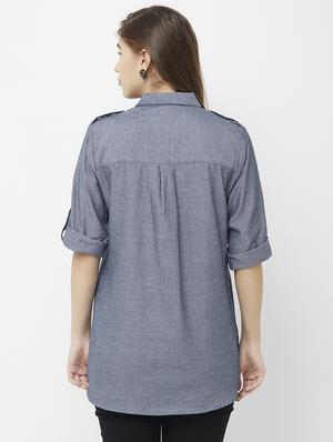 high-low solid shirt - 16708946 - Standard Image - 3