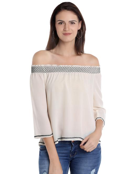 off shoulder embroidered top - 16708950 - Standard Image - 1