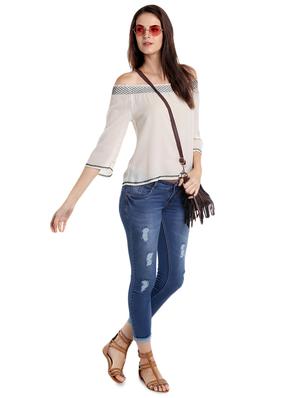 off shoulder embroidered top - 16708950 - Standard Image - 4