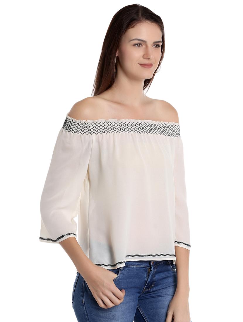 off shoulder embroidered top - 16708950 - Zoom Image - 2
