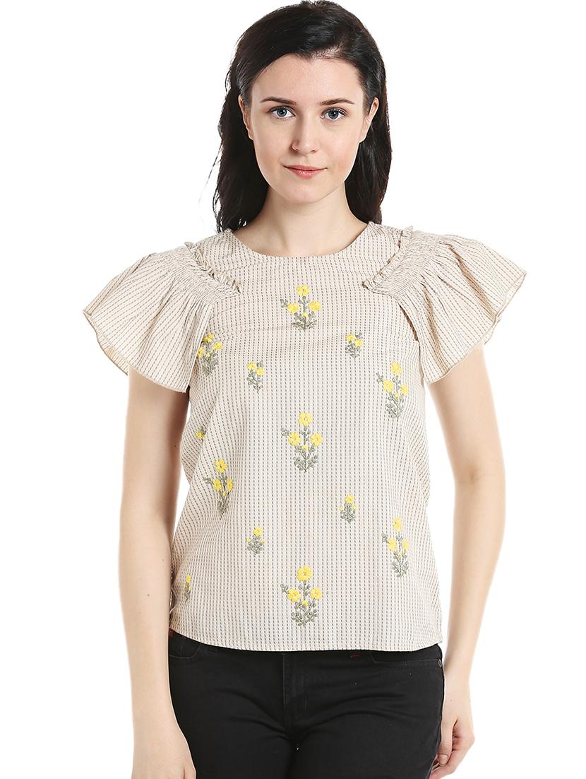 tie back floral embroidered top - 16708952 - Zoom Image - 1