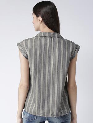cap sleeves striped shirt - 16708953 - Standard Image - 3