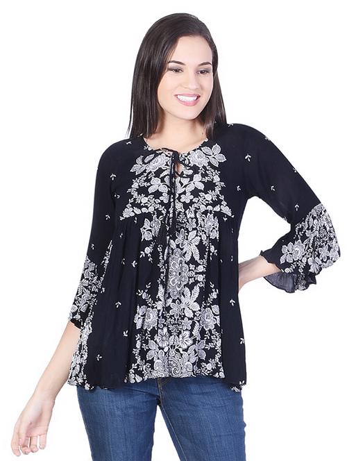 tie up neck floral top - 16708956 - Standard Image - 1