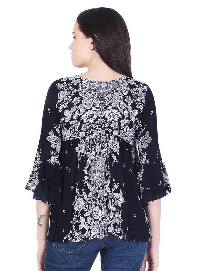 tie up neck floral top - 16708956 - Zoom Image - 2