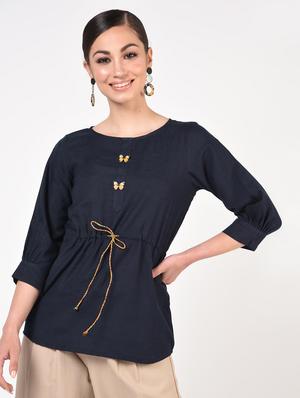butterfly button drawstring top - 16708957 - Standard Image - 2