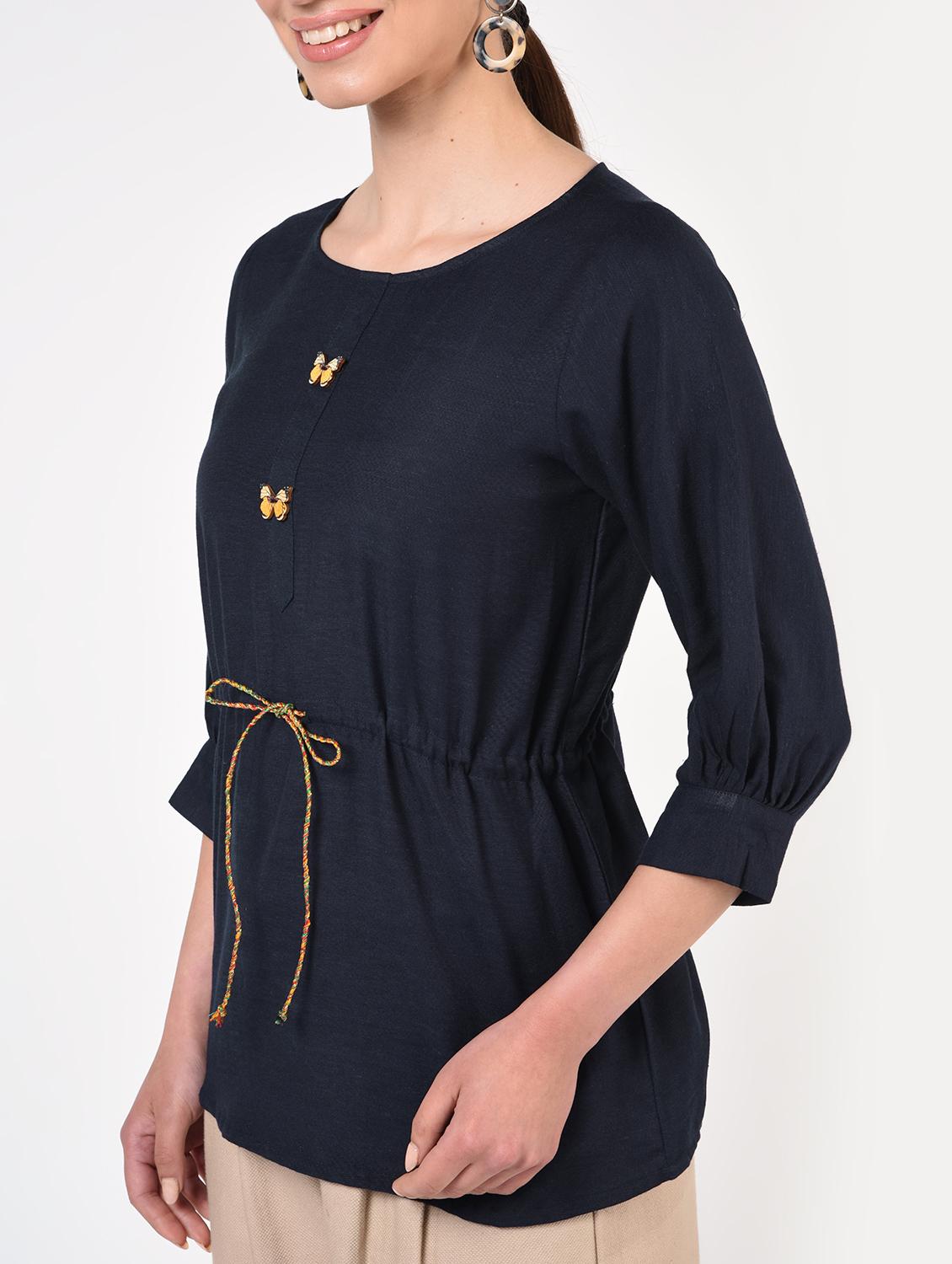 butterfly button drawstring top - 16708957 - Zoom Image - 5