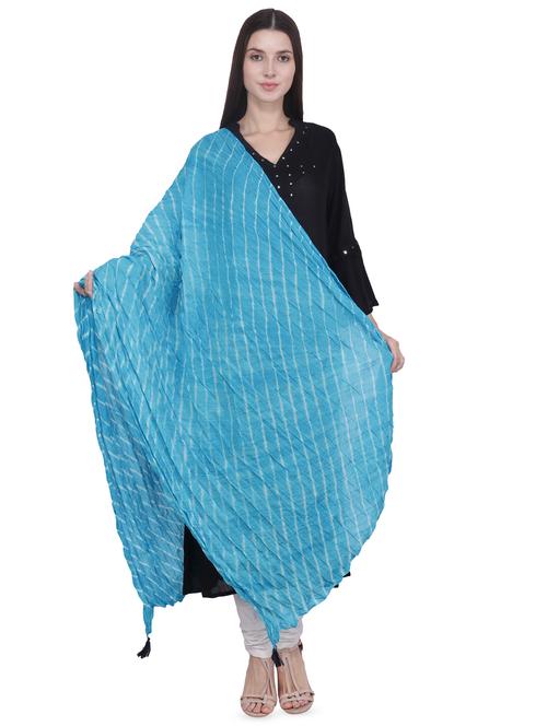 turquoise cotton crinkled dupatta - 16709123 - Standard Image - 1