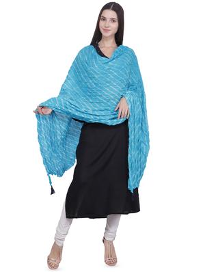 turquoise cotton crinkled dupatta - 16709123 - Standard Image - 2