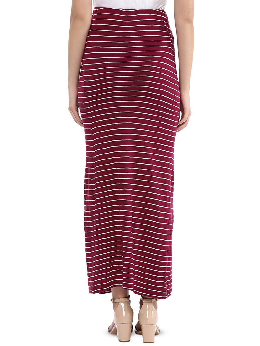 high rise side slit striped skirt - 16709126 - Zoom Image - 3