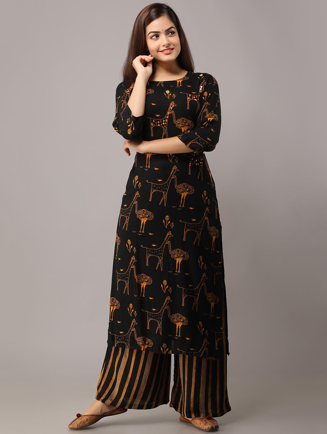 kaantha work kurta palazzo set - 16709174 - Zoom Image - 1