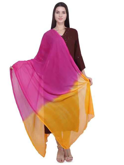 fuchsia poly chiffon crinkled dupatta - 16709195 - Standard Image - 1
