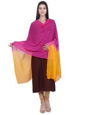 fuchsia poly chiffon crinkled dupatta - 16709195 - Standard Image - 2