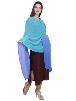 turquoise poly chiffon crinkled dupatta - 16709196 - Standard Image - 3