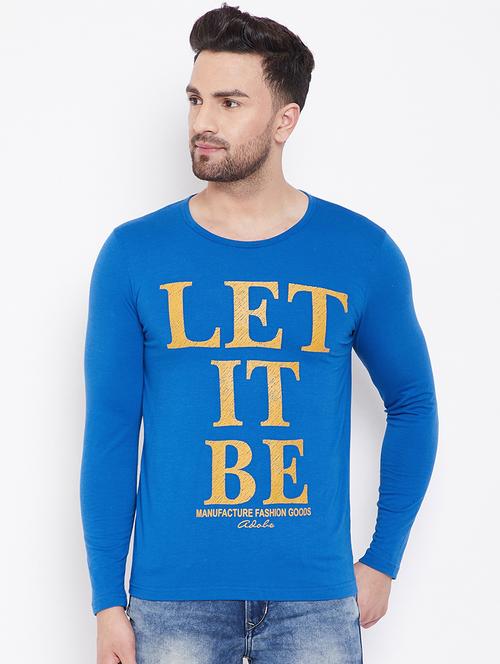 blue typographic front print t-shirt - 16709384 - Very Small Image - 1