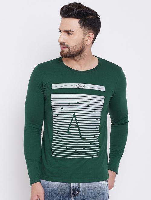 olive green printed t-shirt - 16709388 - Very Small Image - 1