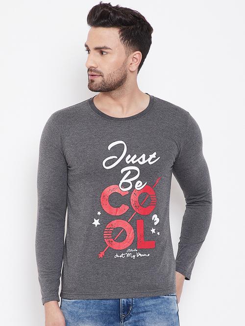 grey typographic print t-shirt - 16709392 - Very Small Image - 1