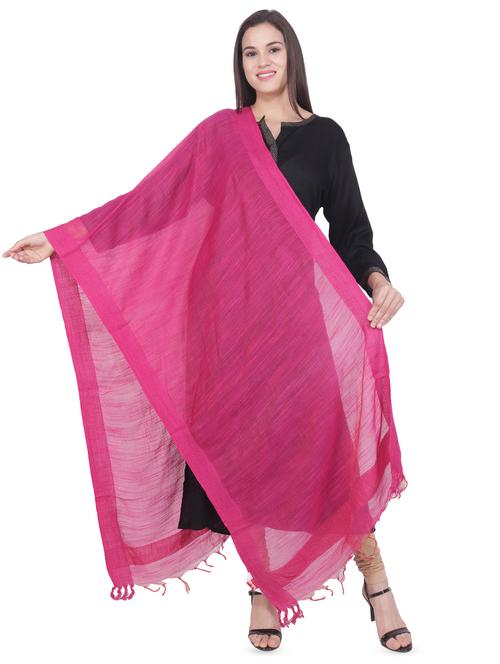 fuchsia silk plain dupatta - 16709404 - Standard Image - 1
