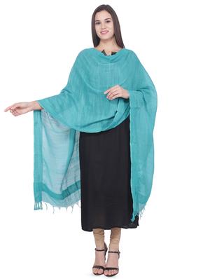 turquoise silk plain dupatta - 16709405 - Standard Image - 2