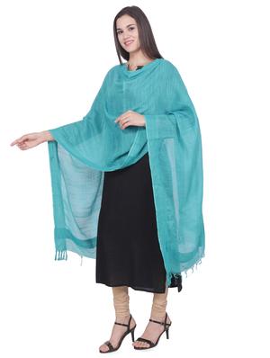 turquoise silk plain dupatta - 16709405 - Standard Image - 3