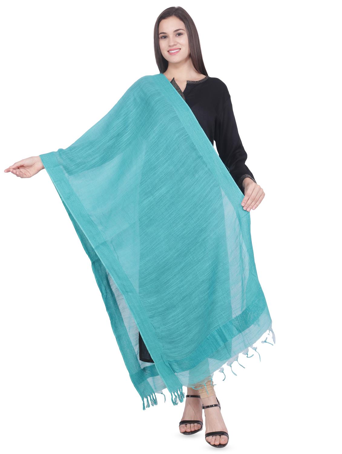 turquoise silk plain dupatta - 16709405 - Zoom Image - 1