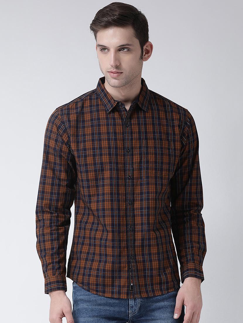 brown checkered casual shirt - 16709413 - Zoom Image - 1