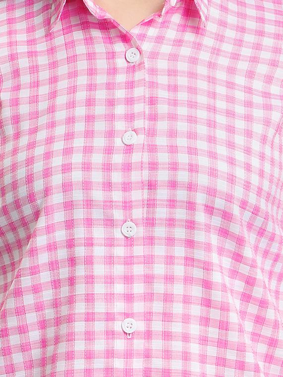 roll up sleeved gingham checkered shirt - 16709451 - Zoom Image - 5