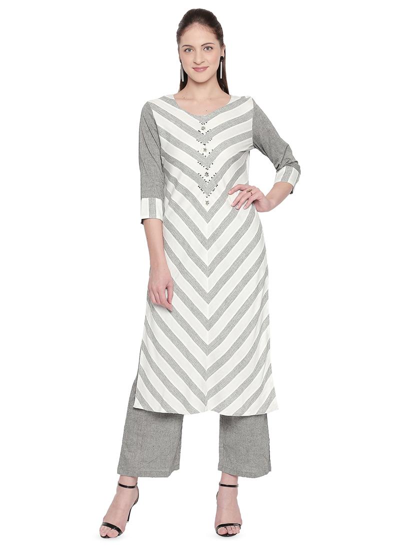 striped kurta palazzo set - 16709464 - Zoom Image - 1