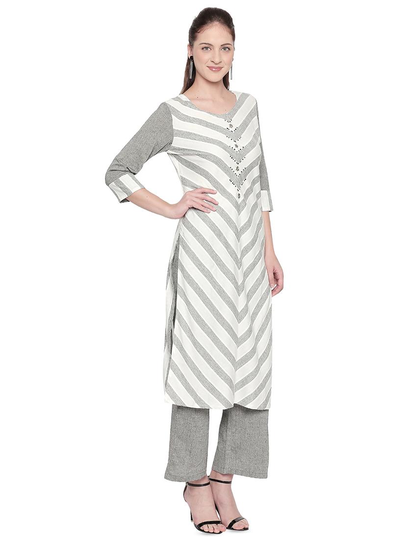 striped kurta palazzo set - 16709464 - Zoom Image - 2